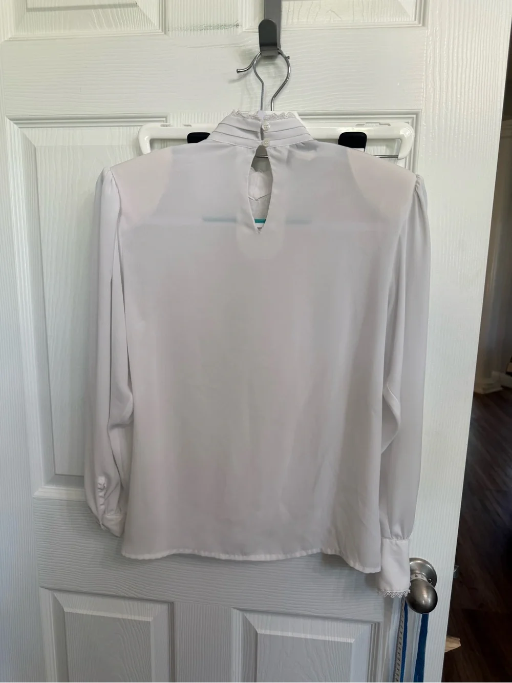 Notations Vintage White Lace High Neck Secretary Blouse Cottagecore 6 career - Picture 5 of 8